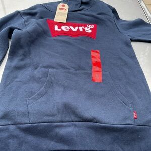 Levi's Men's Dark Blue Sweater with Red Logo